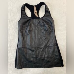 Bailey 44 Women XS Black Faux Leather Racerback Tank Stretch Back USA Made